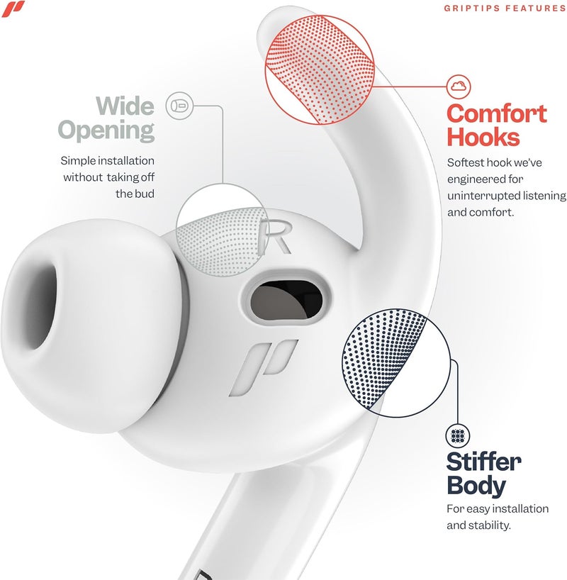 Proof Labs 4 Pairs for AirPods Pro 3 Ear Hooks Covers [Added Storage Pouch] Accessories Compatible with Apple AirPods Pro 3rd Generation (White) - Image 3